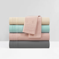 NY&C Home Lain 4 Piece Stripe Embroidered Sheet Set 