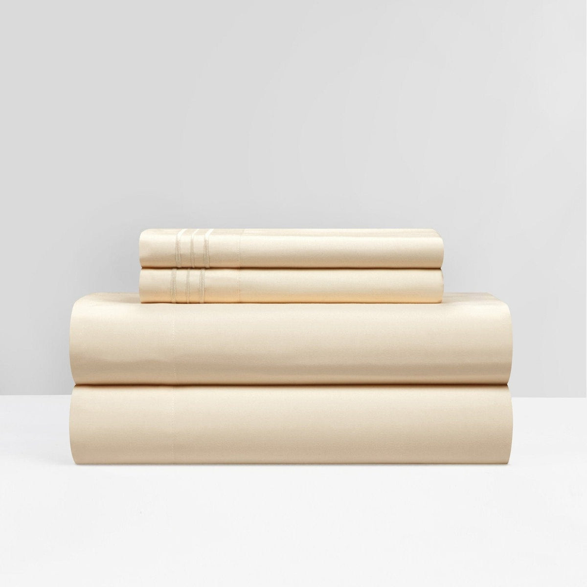 NY&C Home Lain 4 Piece Stripe Embroidered Sheet Set Beige