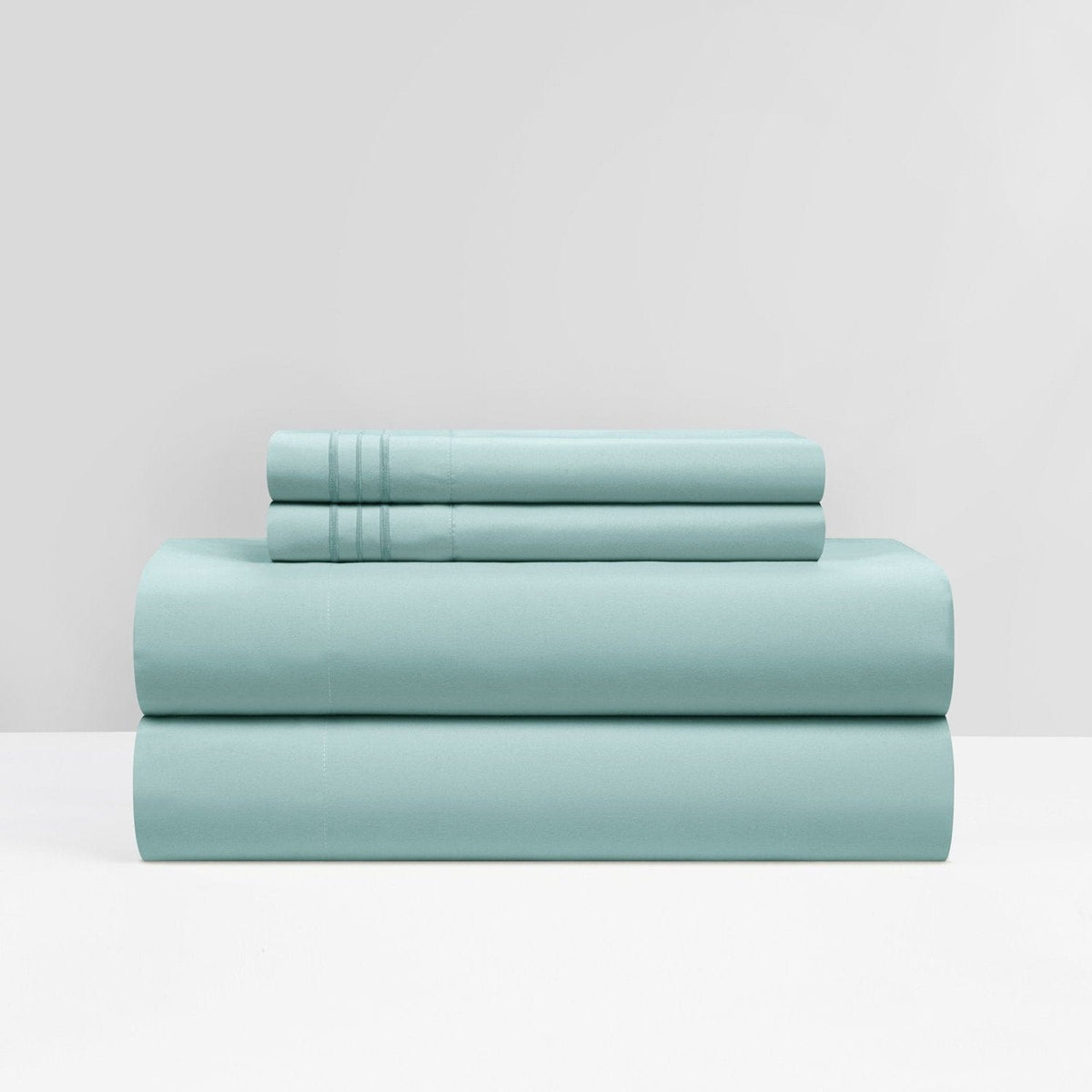 NY&C Home Lain 4 Piece Stripe Embroidered Sheet Set Blue