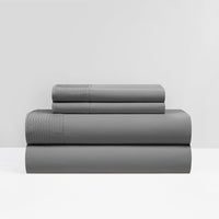 NY&C Home Lain 4 Piece Stripe Embroidered Sheet Set Grey