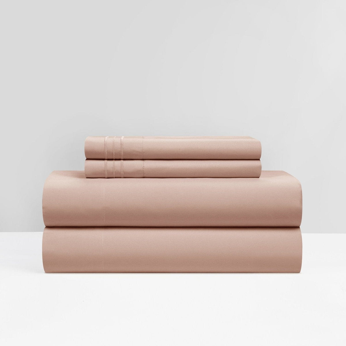 NY&C Home Lain 4 Piece Stripe Embroidered Sheet Set Rose