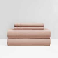 NY&C Home Lain 4 Piece Stripe Embroidered Sheet Set Rose