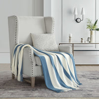 NY&C Home Lasko Faux Cashmere Striped Throw Blanket Blue
