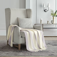NY&C Home Lasko Faux Cashmere Striped Throw Blanket Lavender