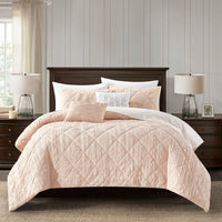 NY&C Home Leighton 5 Piece Crinkle Comforter Set Blush