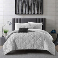 NY&C Home Leighton 5 Piece Crinkle Comforter Set Grey