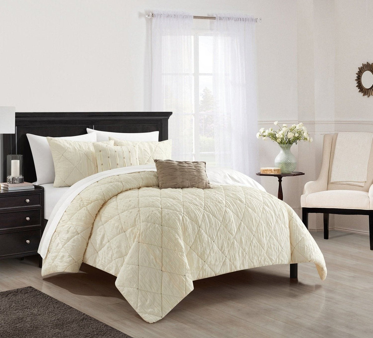 NY&C Home Leighton 9 Piece Crinkle Comforter Set 