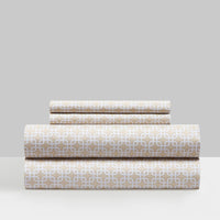 NY&C Home Lucille 4 Piece Geometric Pattern Sheet Set Beige