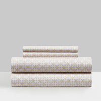 NY&C Home Lucille 4 Piece Geometric Pattern Sheet Set Beige
