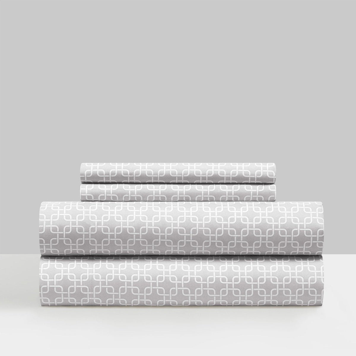 NY&C Home Lucille 4 Piece Geometric Pattern Sheet Set Grey