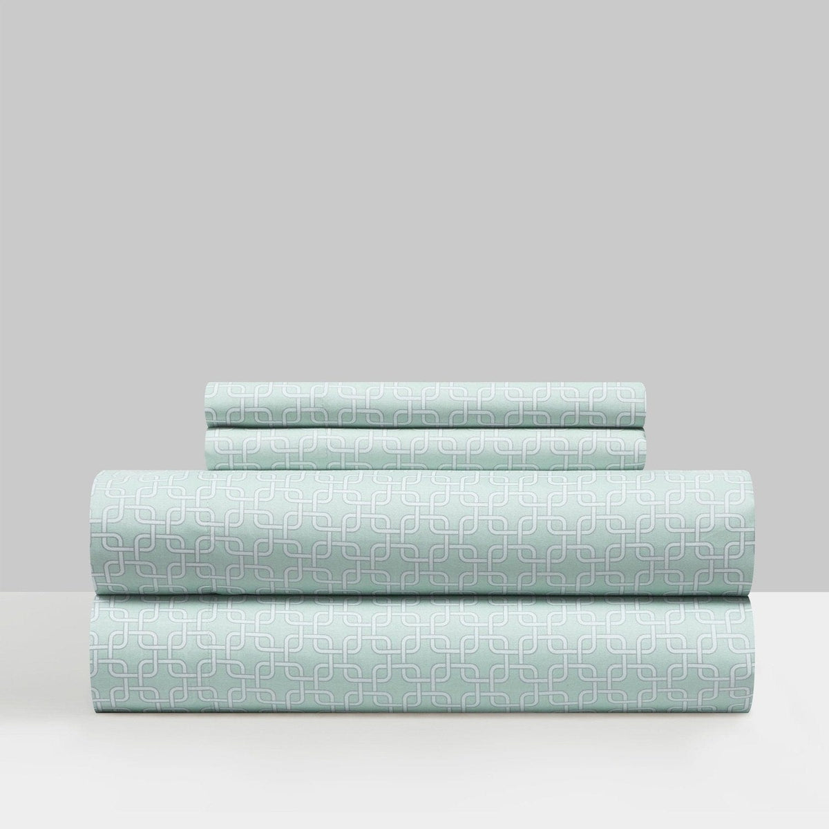 NY&C Home Lucille 4 Piece Geometric Pattern Sheet Set Light Blue