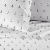 NY&C Home Marina 4 Piece Anchor Pattern Sheet Set 