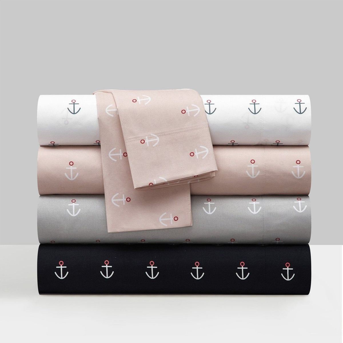 NY&C Home Marina 4 Piece Anchor Pattern Sheet Set 