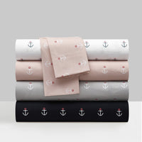 NY&C Home Marina 4 Piece Anchor Pattern Sheet Set 
