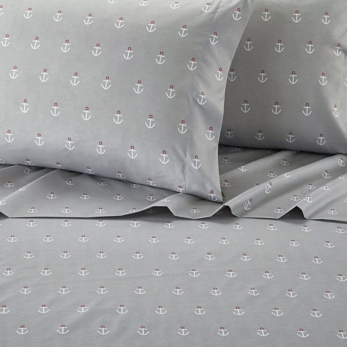 NY&C Home Marina 4 Piece Anchor Pattern Sheet Set 