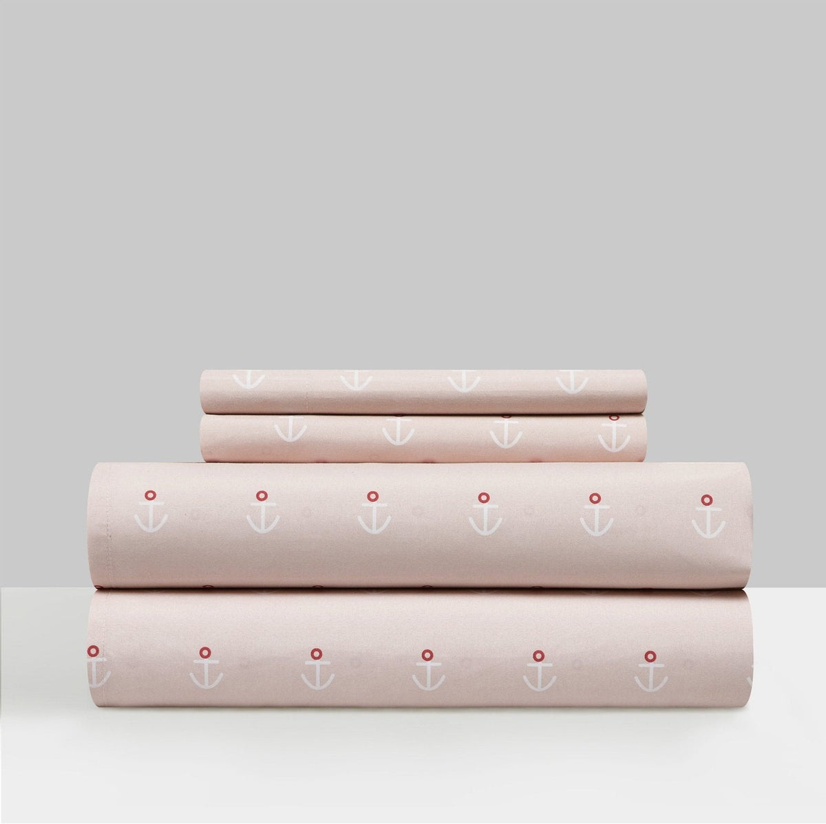 NY&C Home Marina 4 Piece Anchor Pattern Sheet Set Rose