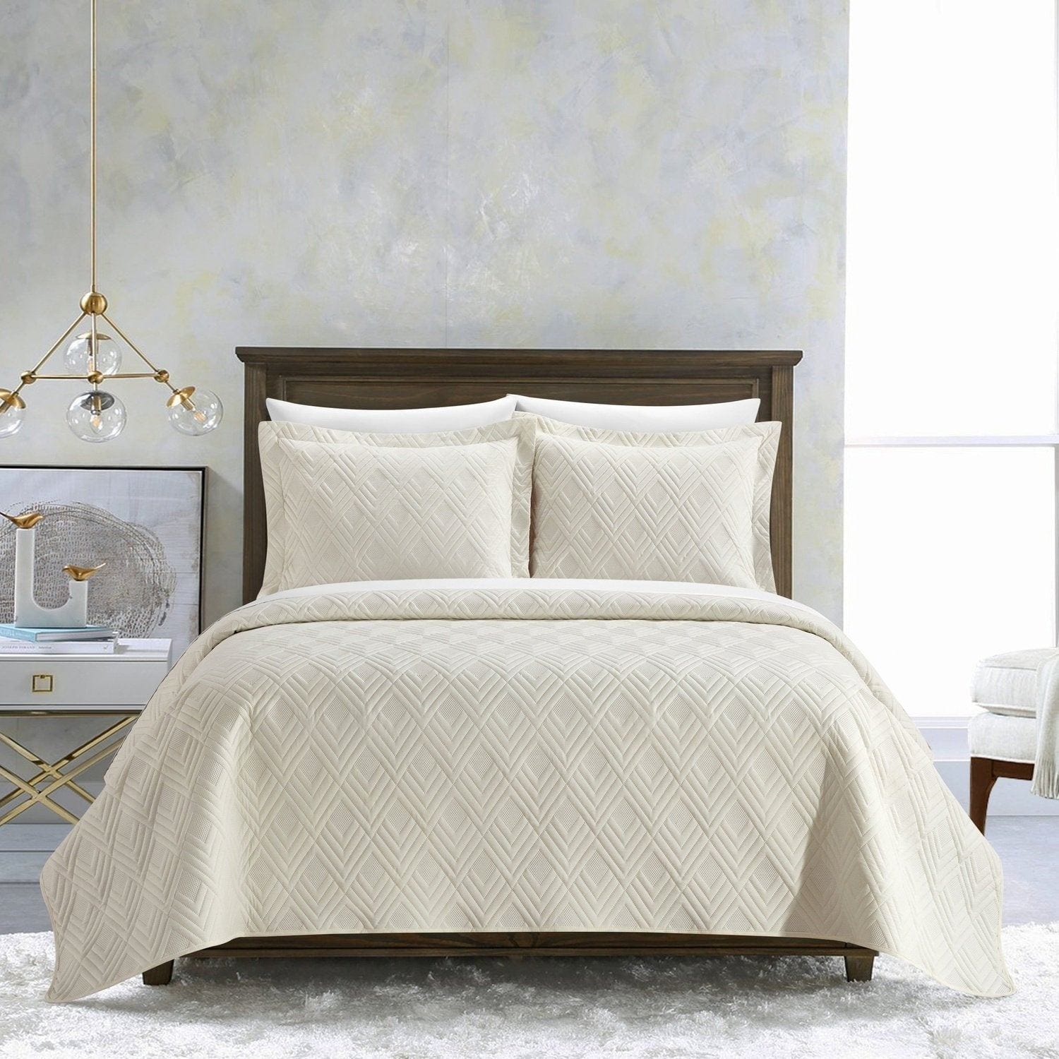 chic home Marling 3 Piece Geometric Quilt Set