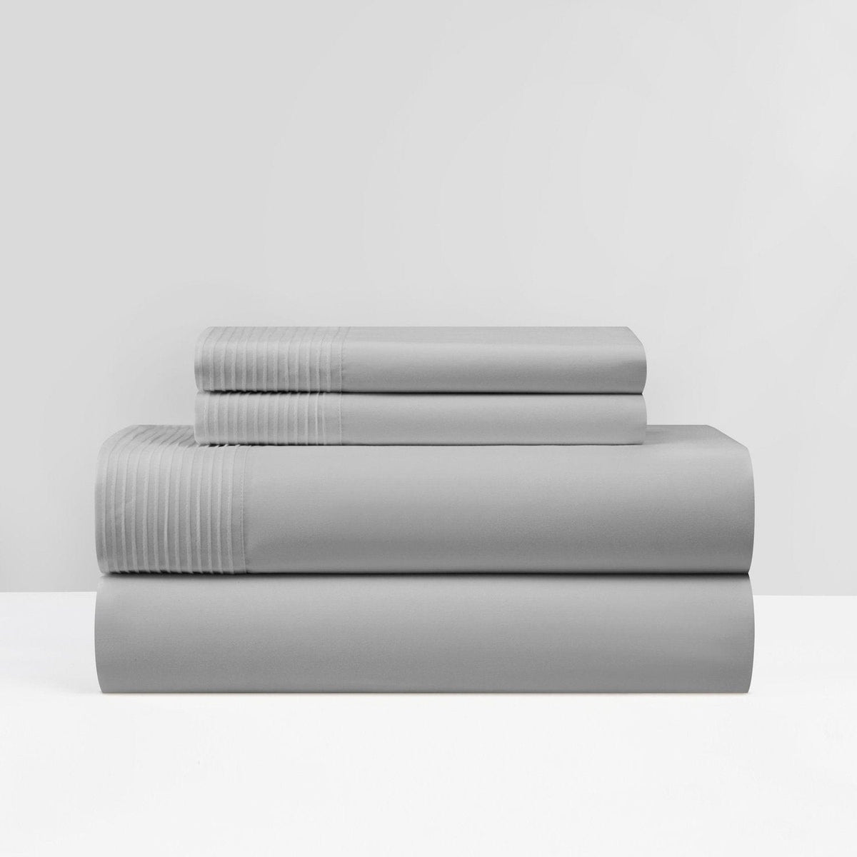 NY&C Home Marsai 4 Piece Pleated Flange Sheet Set Grey
