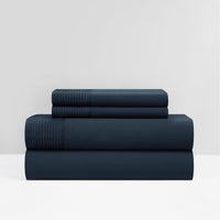 NY&C Home Marsai 4 Piece Pleated Flange Sheet Set Navy