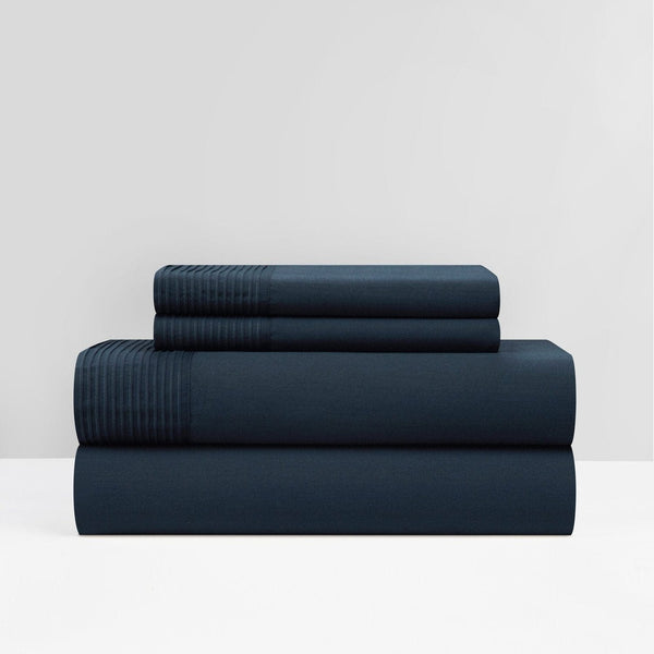 NY&C Home Marsai 4 Piece Pleated Flange Sheet Set Navy