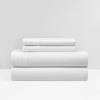 NY&C Home Marsai 4 Piece Pleated Flange Sheet Set White