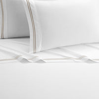 NY&C Home McKenna 4 Piece Stripe Embroidered Sheet Set 
