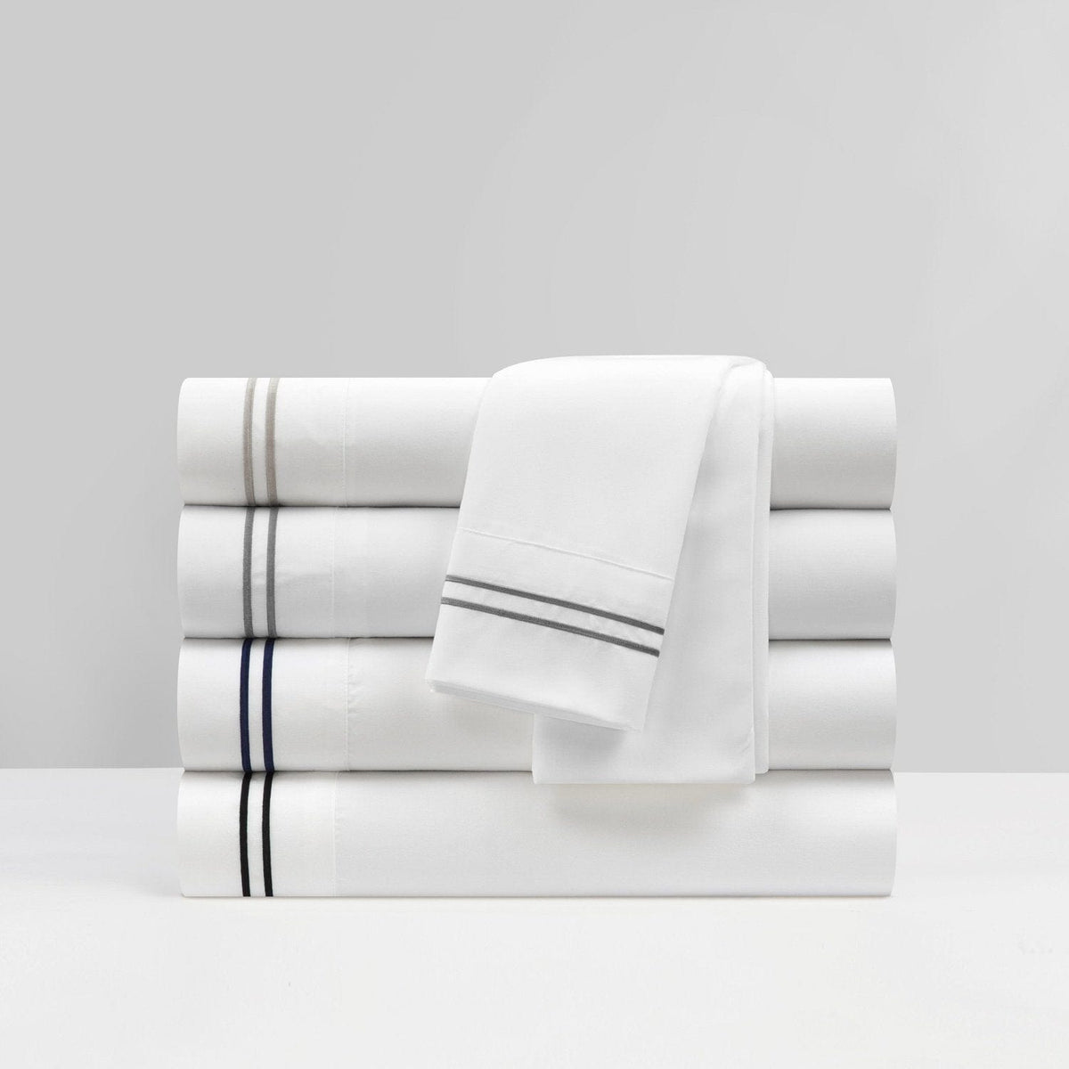 NY&C Home McKenna 4 Piece Stripe Embroidered Sheet Set 