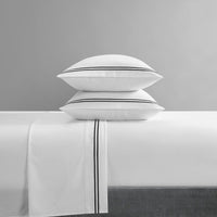 NY&C Home McKenna 4 Piece Stripe Embroidered Sheet Set 
