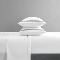 NY&C Home McKenna 4 Piece Stripe Embroidered Sheet Set 
