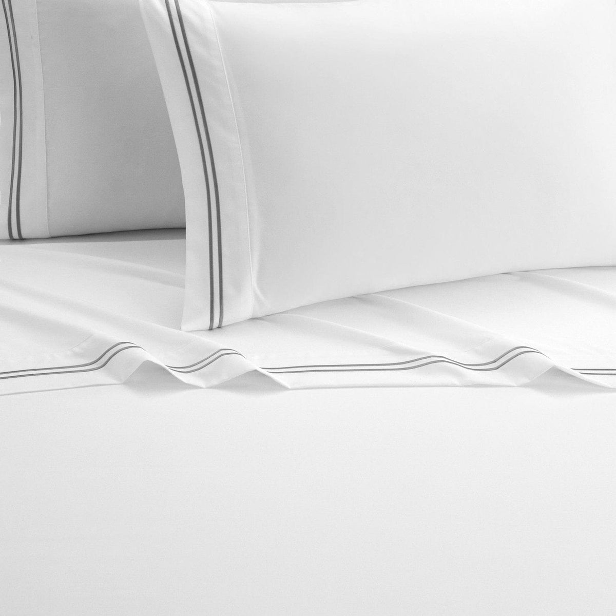 NY&C Home McKenna 4 Piece Stripe Embroidered Sheet Set 