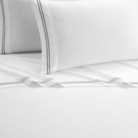 NY&C Home McKenna 4 Piece Stripe Embroidered Sheet Set 