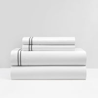 NY&C Home McKenna 4 Piece Stripe Embroidered Sheet Set Grey