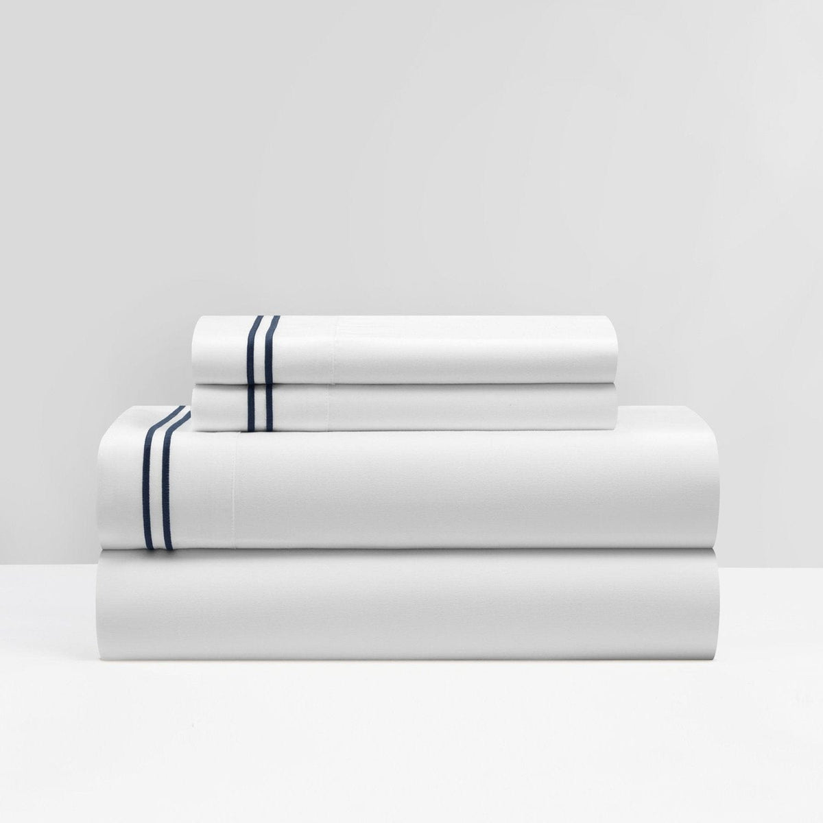 NY&C Home McKenna 4 Piece Stripe Embroidered Sheet Set Navy