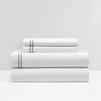 NY&C Home McKenna 4 Piece Stripe Embroidered Sheet Set Taupe