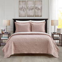 NY&C Home Rhapsody 3 Piece Geometric Quilt Set Blush