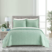 NY&C Home Rhapsody 3 Piece Geometric Quilt Set Green