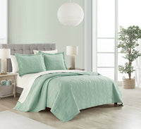 NY&C Home Rhapsody 7 Piece Geometric Quilt Set Green