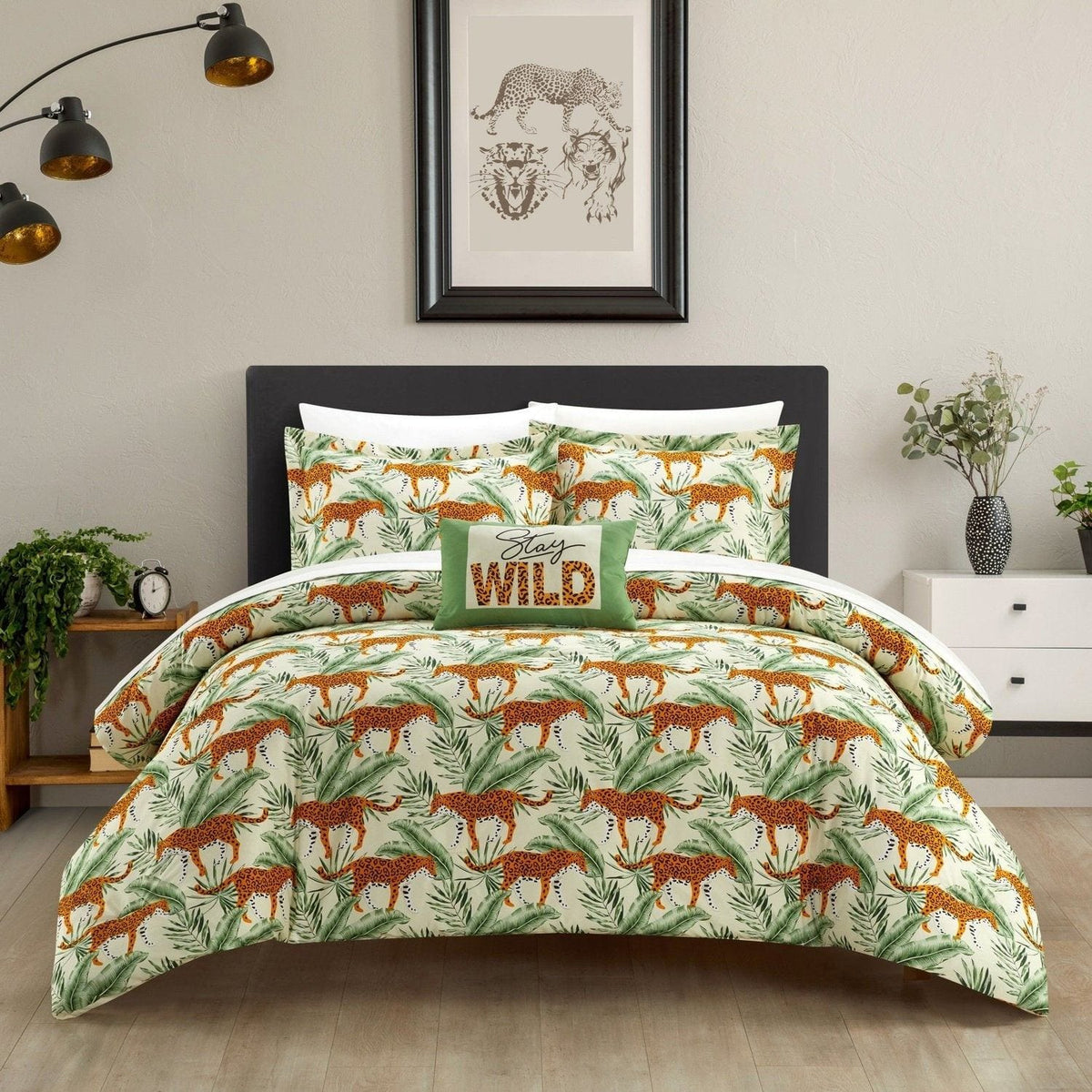 NY&C Home Safari 4 Piece Jungle Print Comforter Set Queen