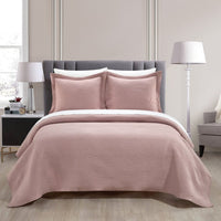 NY&C Home Teague 7 Piece Wave Pattern Quilt Set Blush