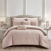 NY&C Home Trinity 9 Piece Cotton Blend Jacquard Comforter Set Blush