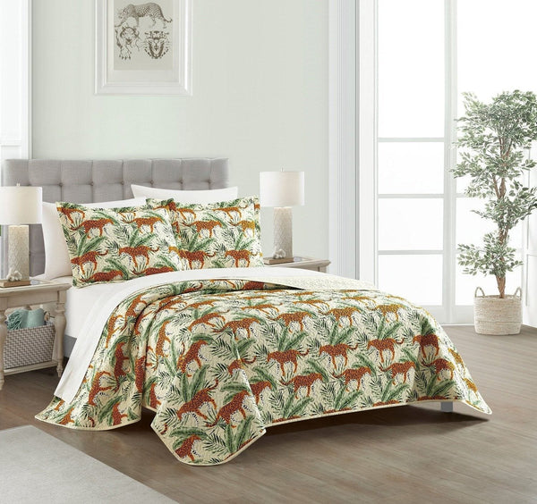 NY&C Home Wild Safari 7 Piece Jungle Print Quilt Set 