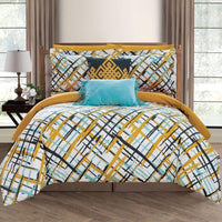 Chic Home Abstract 9 Piece Reversible Comforter Set Gold