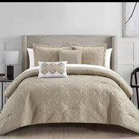 Chic Home Adaline 5 Piece Embroidered Comforter Set Beige