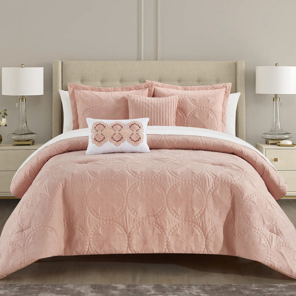 Chic Home Adaline 9 Piece Embroidered Comforter Set Blush