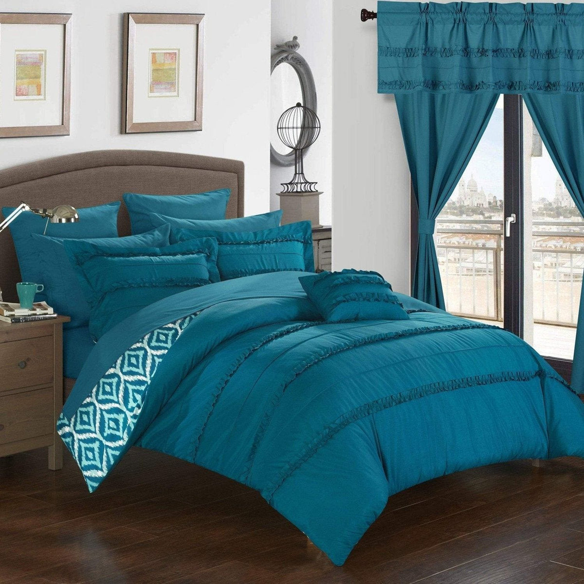 Chic Home Adina 20 Piece Reversible Comforter Set Blue