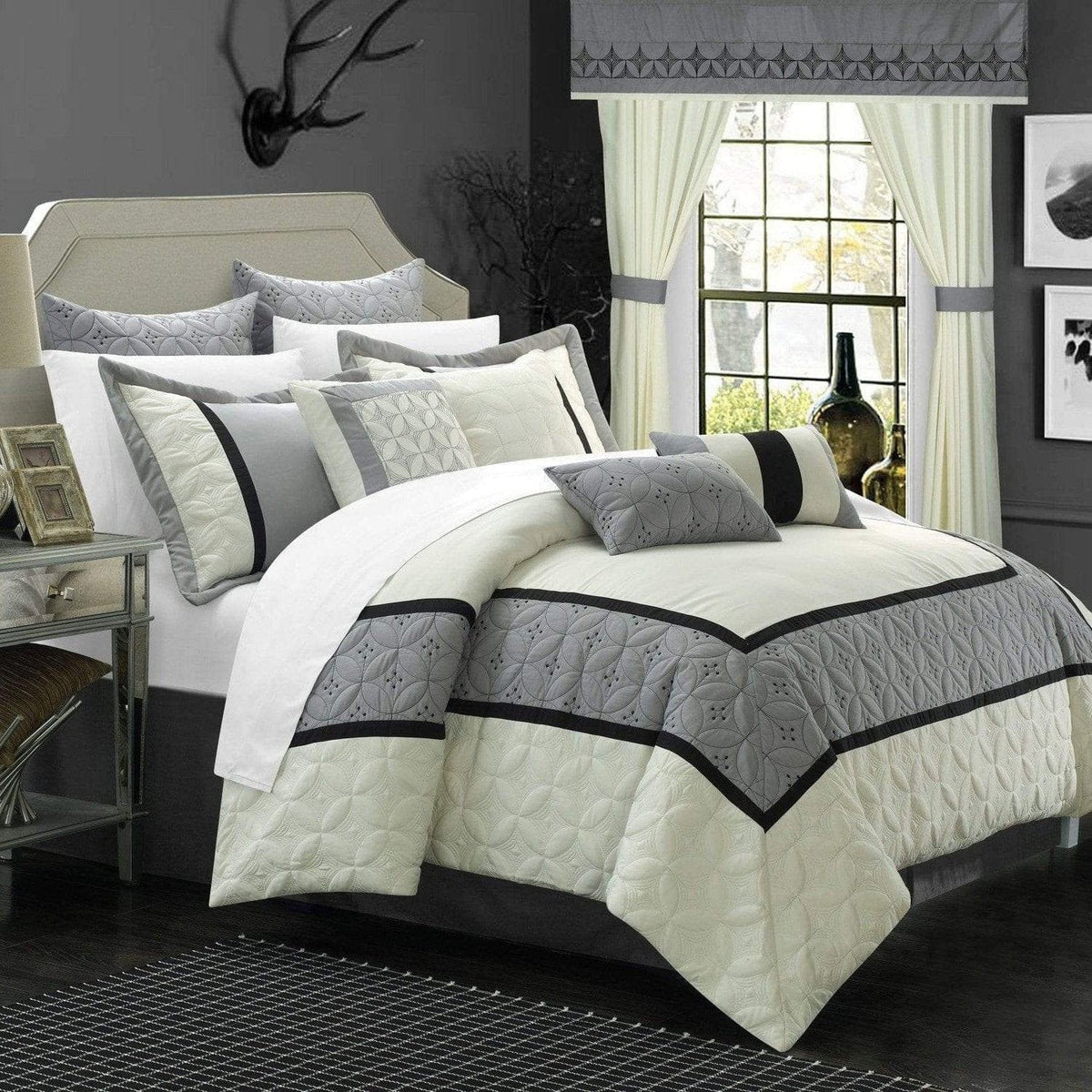Chic Home Aida 24 Piece Embroidered Comforter Set 