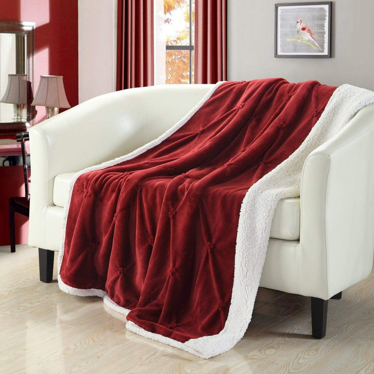 Chic Home Alba Faux Fur Throw Blanket Red