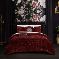Chic Home Alianna 9 Piece Velvet Comforter Set Burgundy