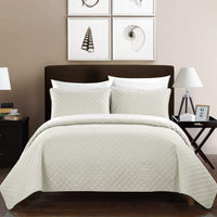 Chic Home Amandla 3 Piece Geometric Quilt Set Beige