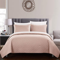 Chic Home Amandla 3 Piece Geometric Quilt Set Coral
